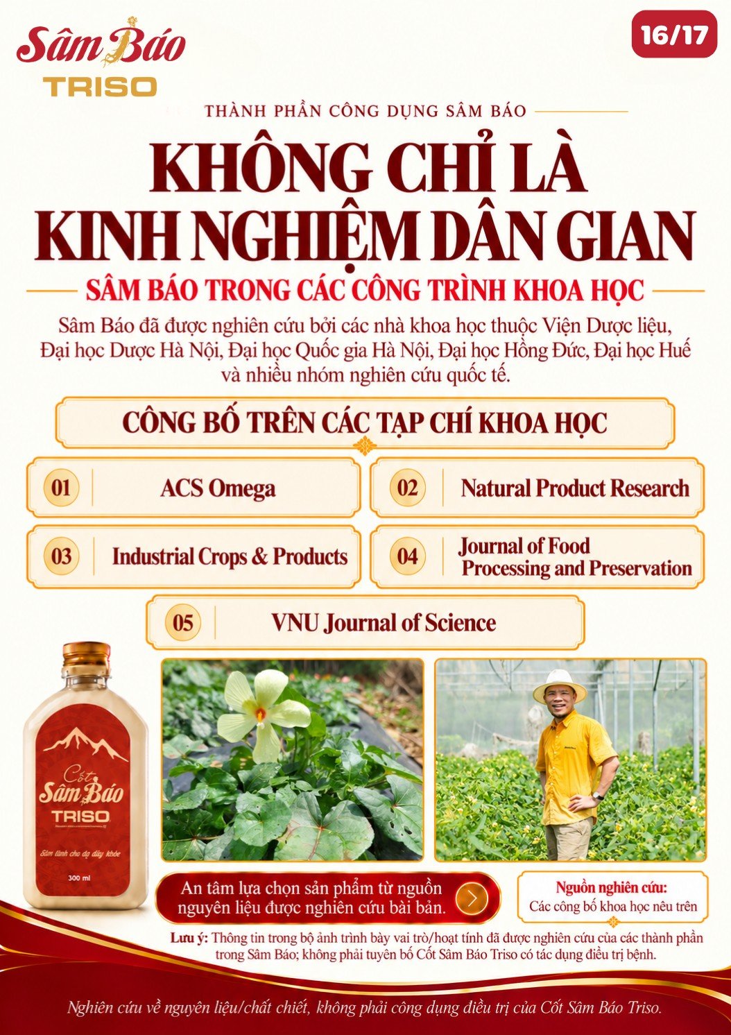 Danh sách tạp chí khoa học đã công bố về Sâm Báo; hoa Sâm Báo và người trồng trong nhà lưới